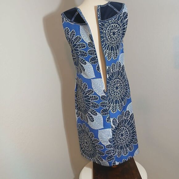 Tory Burch Blue Sheath Midi Dress Size 12 - Picture 10 of 14